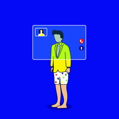 Work From Home Corona Illustration Vector Flat