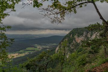 Summer dark rainy morning in Hohe wand national park