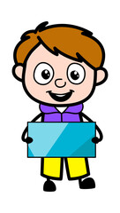 Cartoon Boy holding a shiny banner