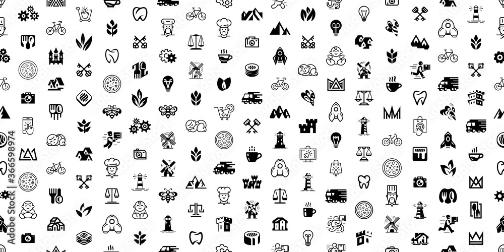 Poster seamless pattern with logos. abstract logos set. icon design. template elements