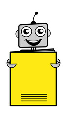 Cartoon Robot holding a paper banner