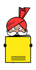 Cartoon Haryanvi Old Man holding a paper banner