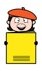 Cartoon Artist holding a paper banner