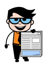 Cartoon Businessman holding a newspaper