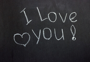 Obraz premium Chalkboard inscription I love you. Confession for Valentine's Day