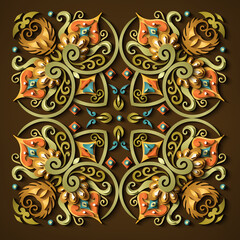 Vector modern volumetric floral elements