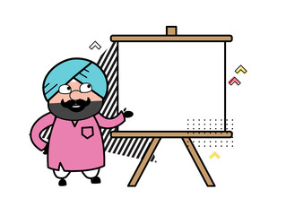Cartoon Cute Sardar with slide board