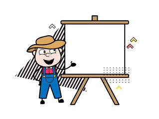 Cartoon Farmer with slide board
