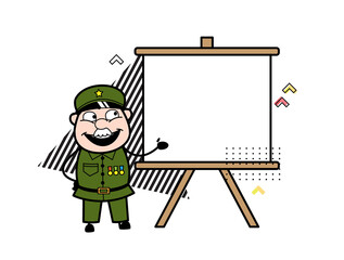 Cartoon Military Man with slide board