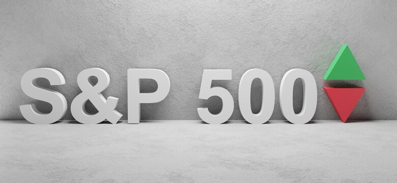 cgi render image of the word S&P 500, abbreviation for an united states  stock market index  