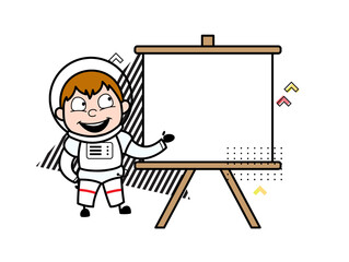 Cartoon Astronaut with slide board