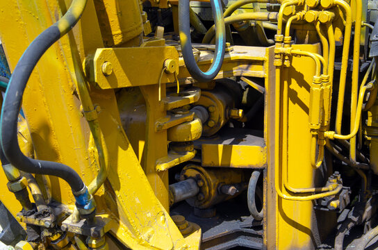 Hitch for tractors and combines.An image of a fragment of an agricultural machine.