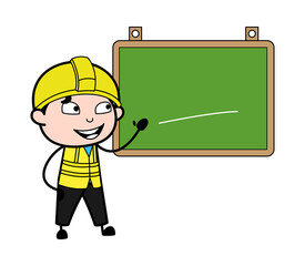 Cartoon Engineer with Classroom Board