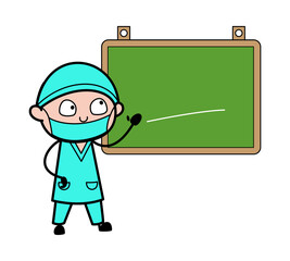 Cartoon Surgeon with Classroom Board