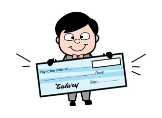 Cartoon Groom holding paycheck