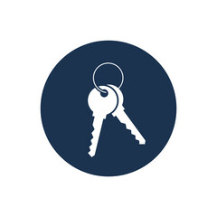 Keys vector icon, Flat design simple illustration isolated on circle