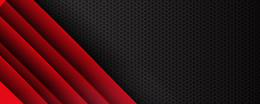 Abstract grey metallic overlap red light hexagon mesh design modern luxury futuristic technology background vector illustration