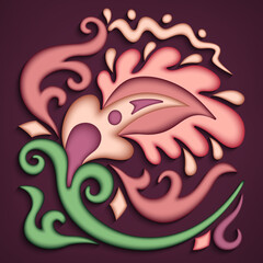 Vector modern volumetric floral element.