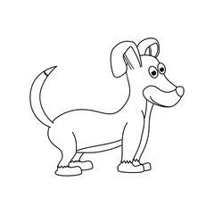 Coloring page outline little puppy. Vector illustration