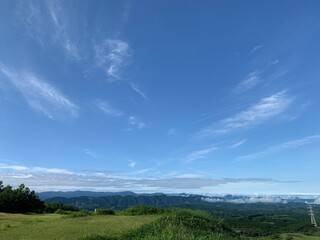 green field and blue sky