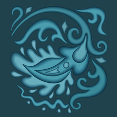 Vector modern volumetric floral element