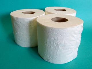 Toilet paper in blue background