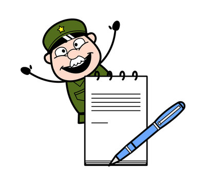 recommend clip art: Cartoon Military Man with diary and pen