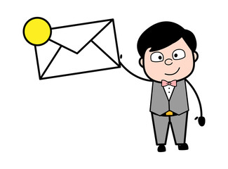 Cartoon Groom holding Envelope