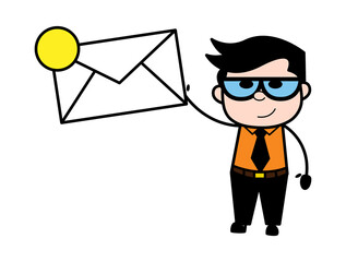 Cartoon Businessman holding Envelope