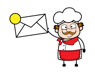 Cartoon Businessman holding Envelope