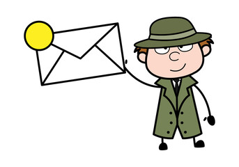 Cartoon Spy holding Envelope