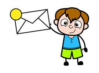 Cartoon Teen Boy holding Envelope