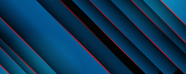 Obraz premium Modern blue red black metal wide banner background for presentation design
