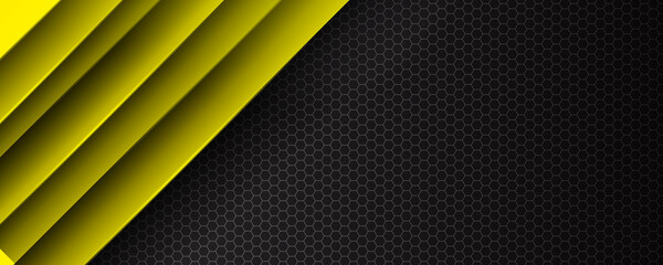 Abstract black banner yellow light design modern luxury futuristic background vector illustration for wide banner
