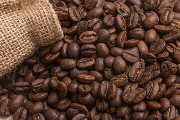coffee bean texture with a straw cover, close up of texture
