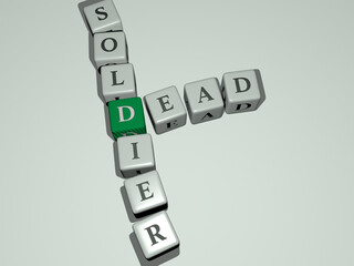 combination of DEAD SOLDIER built by cubic letters from the top perspective, excellent for the concept presentation. background and illustration