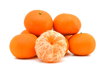 Ripe mandarin citrus isolated tangerine mandarine orange on white background. 
