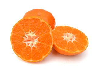 Ripe mandarin citrus isolated tangerine mandarine orange on white background. 