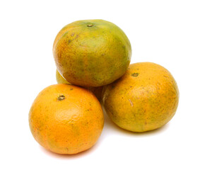 Ripe mandarin citrus isolated tangerine mandarine orange on white background. 
