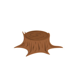 Tree stump. Vector illustration of a cartoon big wooden stump isolated on white