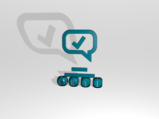 3D graphical image of chat vertically along with text built by metallic cubic letters from the top perspective, excellent for the concept presentation and slideshows. illustration and icon