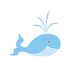 Vector whale illustration in flat cartoon style