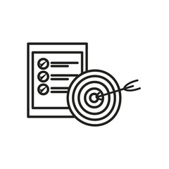 Target and document with check marks line style icon vector design