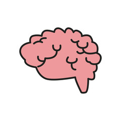 Human brain line and fill style icon vector design