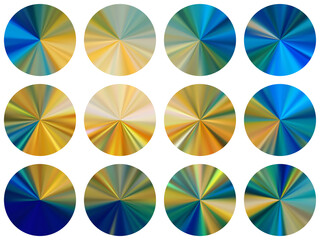 Circle radial metallic gradient web elements vector set.