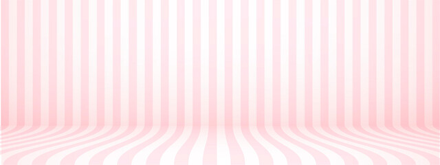 Pastel pink studio background with stripes, horizontal, retro style, vector illustration.