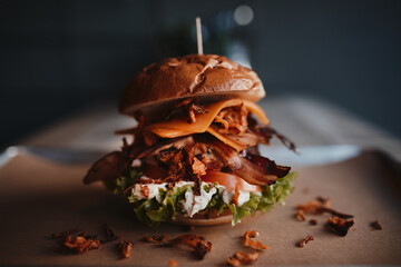 Bürger Foodie restaurant, Ernährung fastfood, Gerichte Speisekarte, fettiges Essen, Kalorien 