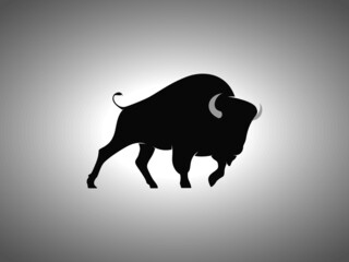 Bison Silhouette on White Background. Isolated Vector Animal © Abdul
