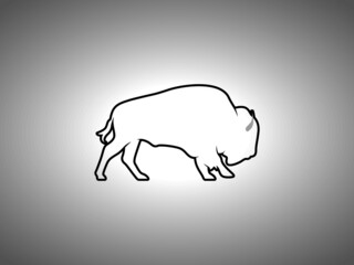 Bison Silhouette on White Background. Isolated Vector Animal © Abdul
