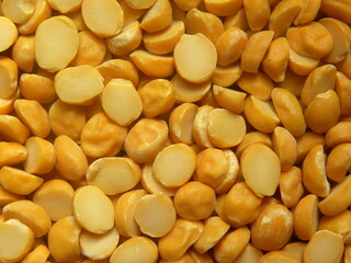 Yellow color split raw Chana dal or chickpeas lentils